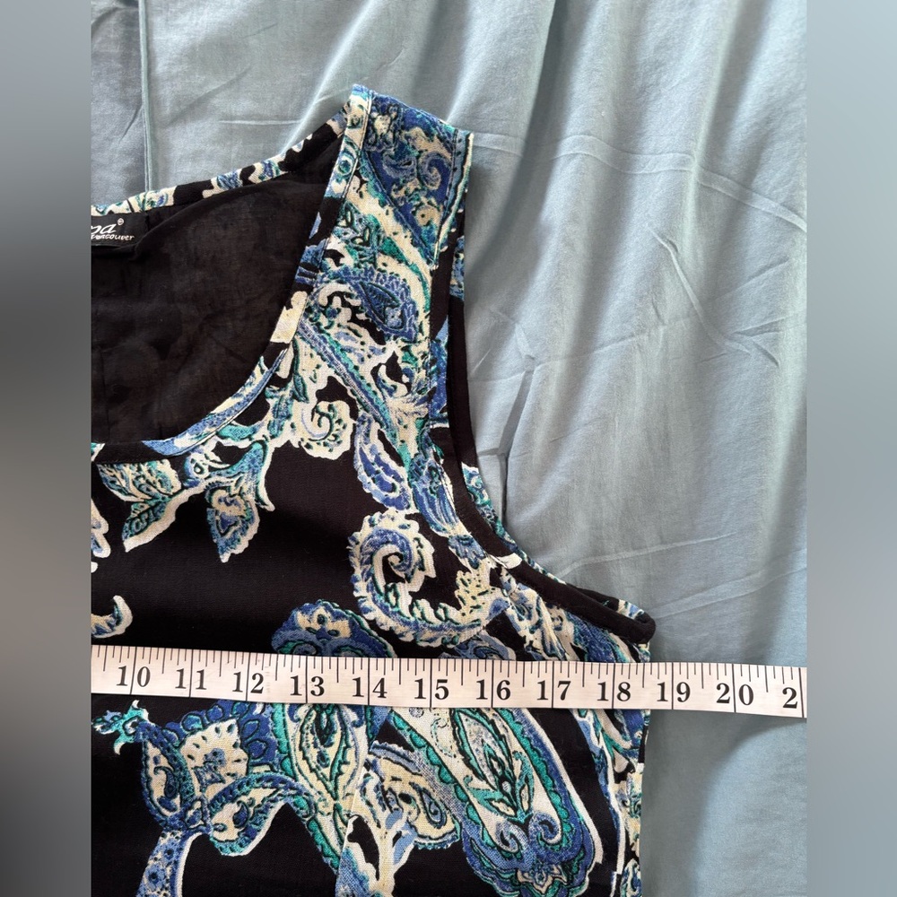 Papa Vancouver 100% Cotton Paisley Asymmetrical Sleeveless Top - Picture 7 of 9